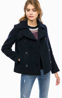 Синее двубортное полупальто Lee