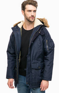 Синяя утепленная парка с капюшоном Lee