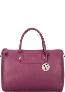 Фиолетовая кожаная сумка с короткими ручками Furla