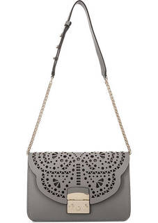 Серая кожаная сумка через плечо Furla