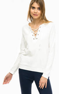 Хлопковый джемпер с воротником на шнуровке Tom Tailor Denim