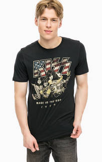 Черная хлопковая футболка с принтом Jack & Jones