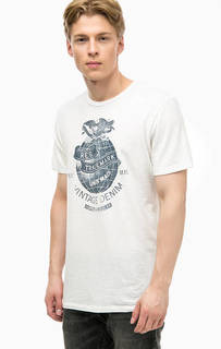 Белая хлопковая футболка с принтом Jack & Jones