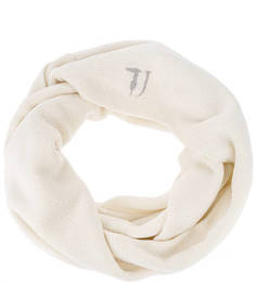 Шарф-хомут молочного цвета с вышивкой Trussardi Jeans