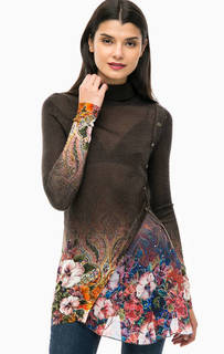 Водолазка коричневого цвета с цветочным принтом Desigual