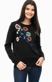 Черный джемпер с цветочной вышивкой Desigual