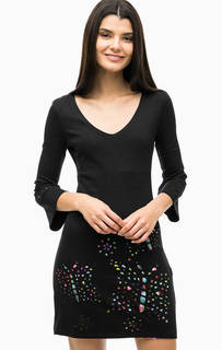 Короткое трикотажное платье черного цвета Desigual