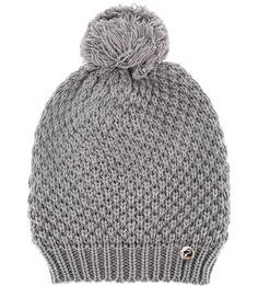 Серая вязаная шапка с помпоном Guess