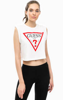 Укороченный топ с контрастным принтом Guess