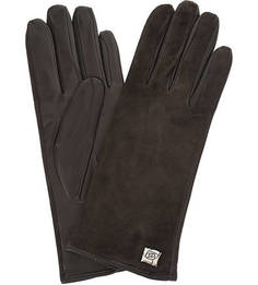 Коричневые перчатки из кожи и замши Eleganzza