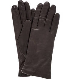 Коричневые перчатки из натуральной кожи Eleganzza