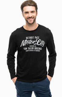 Черная футболка из хлопка с принтом Tom Tailor