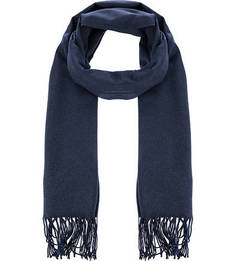 Синий палантин из хлопка с добавлением шерсти Eleganzza