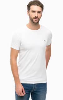 Белая хлопковая футболка с короткими рукавами Lacoste