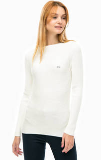 Джемпер молочного цвета с круглым вырезом Lacoste