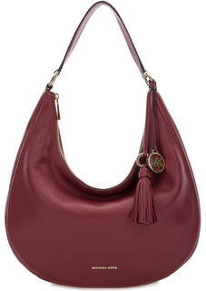 Бордовая кожаная сумка с одним отделом Michael Michael Kors