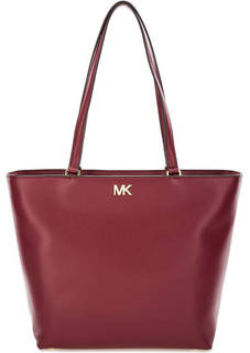 Бордовая кожаная сумка на молнии Michael Michael Kors
