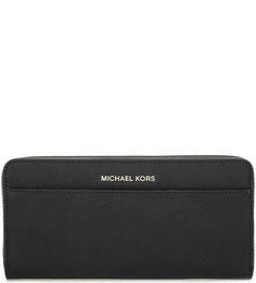 Черный кожаный кошелек на молнии Michael Michael Kors
