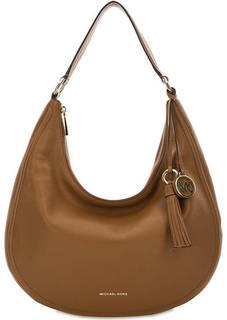 Коричневая кожаная сумка на молнии Michael Michael Kors