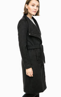 Черное демисезонное пальто на молнии Only