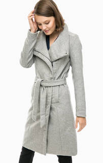 Серое демисезонное пальто на молнии Only