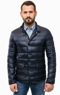 Легкий черный пуховик на молнии и кнопках Trussardi Jeans