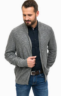 Серый хлопковый кардиган на молнии Lerros