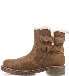 Утепленные полусапоги из нубука с липучками S.Oliver