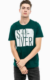 Зеленая хлопковая футболка с принтом S.Oliver