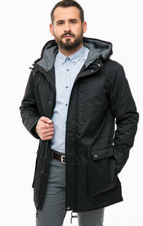 Черная парка с капюшоном и карманами Selected