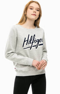 Серый свитшот с ярким принтом Hilfiger Denim