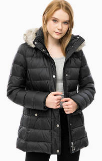 Короткий черный пуховик с капюшоном Tommy Hilfiger