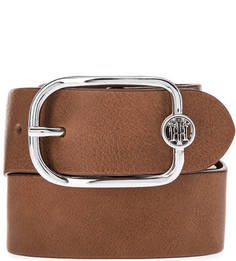 Кожаный ремень с логотипом бренда на пряжке Tommy Hilfiger