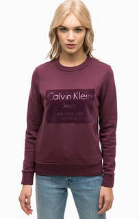 Бордовый свитшот с фактурным принтом Calvin Klein Jeans