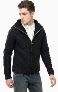 Вязаная утепленная куртка синего цвета Replay