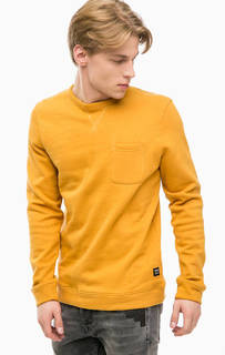 Желтый хлопковый свитшот с карманом Tom Tailor Denim