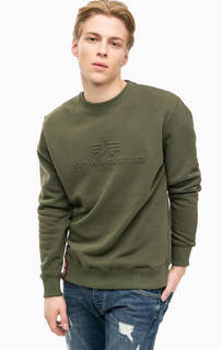 Хлопковый свитшот цвета хаки Alpha Industries