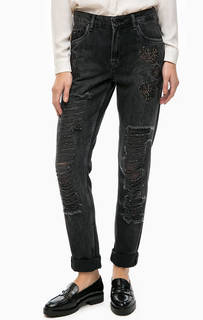Серые зауженные джинсы с декором Pepe Jeans