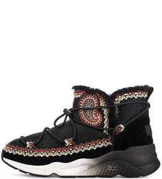 Черные замшевые полусапоги на танкетке Ash