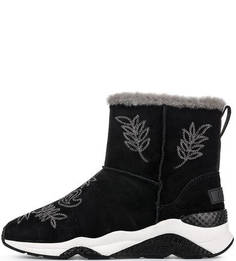 Черные замшевые полусапоги с вышивкой Ash