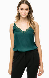 Зеленый топ с кружевной вставкой Ichi