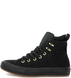 Черные кожаные кеды Converse