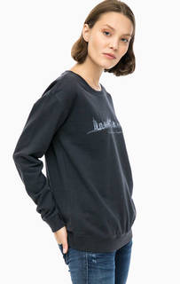 Синий хлопковый свитшот с принтом Mustang