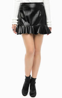Короткая черная юбка с воланом Glamorous