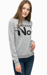 Серый хлопковый свитшот с декором из пайеток Superdry