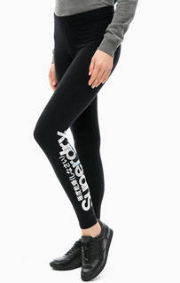 Черные хлопковые леггинсы с принтом Superdry