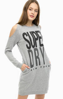 Короткое серое платье с принтом Superdry