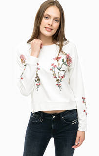 Свитшот белого цвета с цветочной вышивкой Mavi