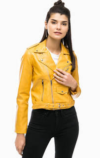 Желтая куртка косуха с ремнем Alcott
