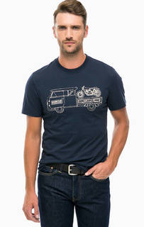 Хлопковая футболка синего цвета Barbour